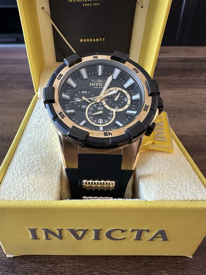 Reloj Hombre Invicta Aviator - 51.5mm, Dorado, Negro (23693) RARO, Necesita Batería Foto 1 de 4