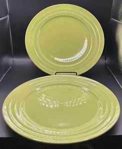 Rachel Ray Double Ridge Dinner Plates Set of 2 Apple Green Mint Unused - Picture 1 of 4