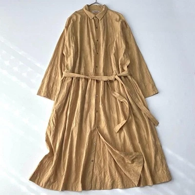 ICHI Antigüedades Algodón Jacquard Camisa Vestido Cuello Excelente Estado - Imagen 1 de 4