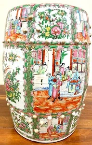 CANTON GARDEN STOOL. HAND PAINTED PORCELAIN. ROSE FAMILY. CHINA. XIX CENTURY - Picture 1 of 1