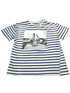 Zara Paul Newman Edition Striped Navy And Gray Graphic T-shirt Shirt Sleeve Sz M - Picture 1 of 9