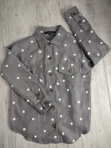 Blu Pepper Größe Large Boutique grau strukturiertes gepunktetes Hemd mit Knopfleiste Größe S - Bild 1 von 5