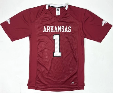 Arkansas Razorbacks #1 Jersey Men’s Small Russell Athletics Maroon Cover