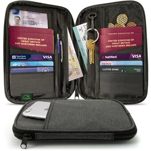Portefeuille Passeport RFID Organiseur de Voyage pour Documents Argent Carte Clé - Imagen 1 de 4