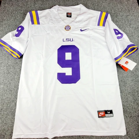 LSU Tigers Joe Burrow burreaux medium custom home white stitched jersey New Cover
