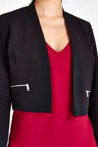 Wallis Black Zip Pocket Cropped Blazer 14 - Picture 1 of 5