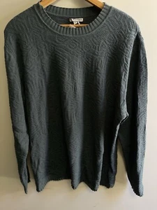 PERUVIAN CONNECTION Sweater Men's L Crew Neck Pullover Textured Teal Blue Knit - Picture 1 of 5