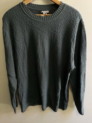 PERUVIAN CONNECTION Sweater Men's L Crew Neck Pullover Textured Teal Blue Knit - Image 1 of 4