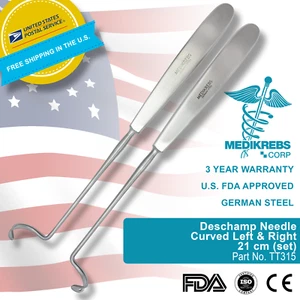 Deschamp Needle Curved Left & Right 21 cm (set) OR Grade Surgical Instruments - Picture 1 of 3