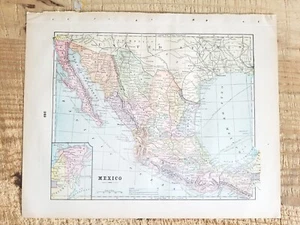 MEXIKO/MEXIKO & MITTELAMERIKA.VTG 1897 14,5" x 10,7" ZWEISEITIGE KARTE - Bild 1 von 5