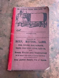 Antico libro contabile manzo montone agnello libro della spesa libro mastro inutilizzato ephemera vuoto NOS - Foto 1 di 5