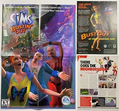 The Sims Bustin’ Out Poster Print Ad Art  2003 BUY ANY 2 PRINTS GET 1 FREE!! - Image 1 of 4