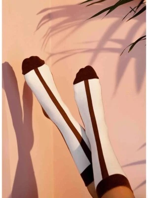 Eat my socks - calcetines batidos - calcetines a rayas marrones y blancas - idea de regalo - nuevos Foto 1 de 4