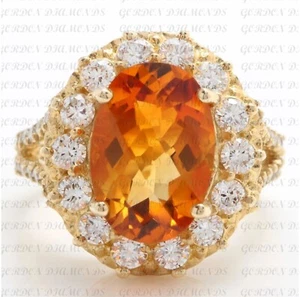 Oval Cut 9.50ct Natural Citrine & Diamond 14K Solid Yellow Gold Engagement Ring - Picture 1 of 21