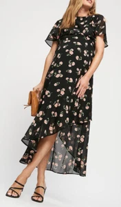 £45 • Dorothy Perkins• Black Maternity High Low Floral Dress 12 UK. BNWT. #23 - Picture 1 of 8