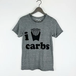 Chaser T-Shirt Size XS I Love French Fries Carbs Burnout Gray Tee Shirt - Picture 1 of 11