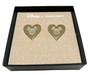 DISNEY X BAUBLEBAR MICKEY MOUSE GOLD CRYSTAL HEART EARRINGS NEW - Picture 1 of 5