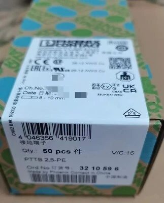 10PCS Phoenix Contact 3210596 grounding terminal PTTB 2,5-PE - Image 1 of 2