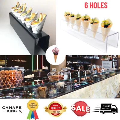 Acrylic Ice Cream Cone Holder Chip Counter Top Display Stand Rack 6 Holes