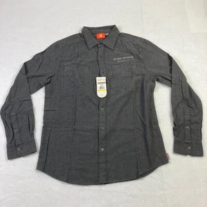 Merrell Flannel Shirt Mens Medium Charcoal Gray Long Sleeve Button Up Pockets - Picture 1 of 13