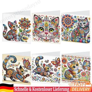 6pcs Mandala Kätzchen Diy Diamond Malerei Grußkarte mit Umschlag für Freund - Bild 1 von 12