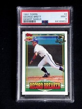 GEORGE BRETT RECORD BREAKER 1991 TOPPS DESERT SHIELD PSA 9 MINT CARD #2 ROYALS