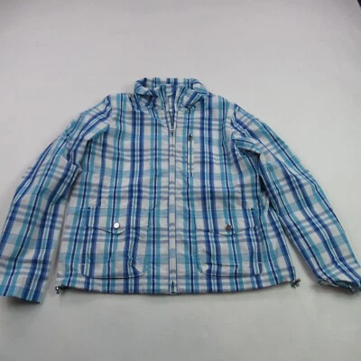 Chaqueta Ralph Lauren Mujer Mediana Azul A Cuadros Manga Larga Cremallera Completa Informal Foto 1 de 4