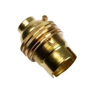 Brass Lamp Holder Bayonet Cap (BC) (B22d) Fitting Bulb Holder 1/2" Screw Thread - Picture 1 of 4