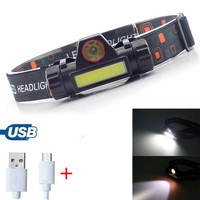 XPE COB LED Headlamp USB Rechargeable Mini Headlight head light Torch Flashlight