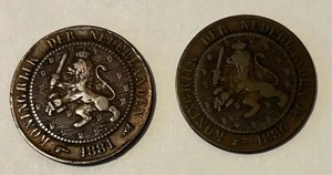 1880 & 1881 Netherlands Two and One Half Cents lot 596 - Picture 1 of 2