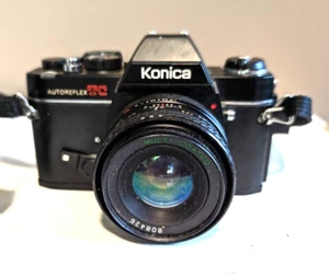 Konica Autoreflex TC 35mm SLR Film Camera w/Strap & TCA-2700 Thyristor Flash - Picture 1 of 22