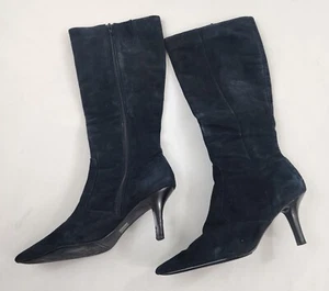 Moda Spana stivali scarpe tacco donna tg 8,5 M nero scamosciato full zip MA - Foto 1 di 18