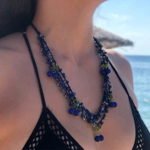 Halskette mit Natural Sodalith | handgemacht Schmuck natürliche Geschenk Kirsche - Picture 1 of 3