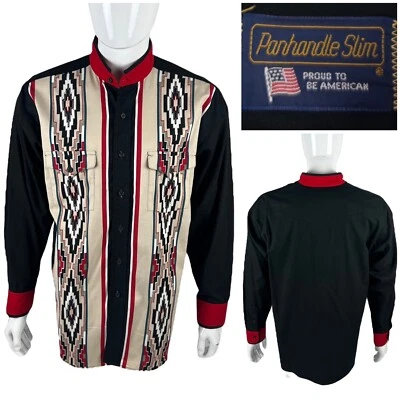 Panhandle Slim Men Large Shirt 16.5 Western Aztec Cowboy Made In USA Vintage - Image 1 of 4