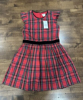 NUEVO CON ETIQUETAS J Crew Crewcuts Niñas Talla 7 Tartán Vestido a Cuadros Navidad Vacaciones Rojo NUEVO Foto 1 de 4