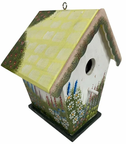 Vintage Bird House Wooden Garden Flowers Black Eye Susans Daisies Snap Dragons Cover