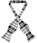 Vesuvio Napoli SELF TIE BowTie Black Gray White Color PLAID Design Mens Bow Tie