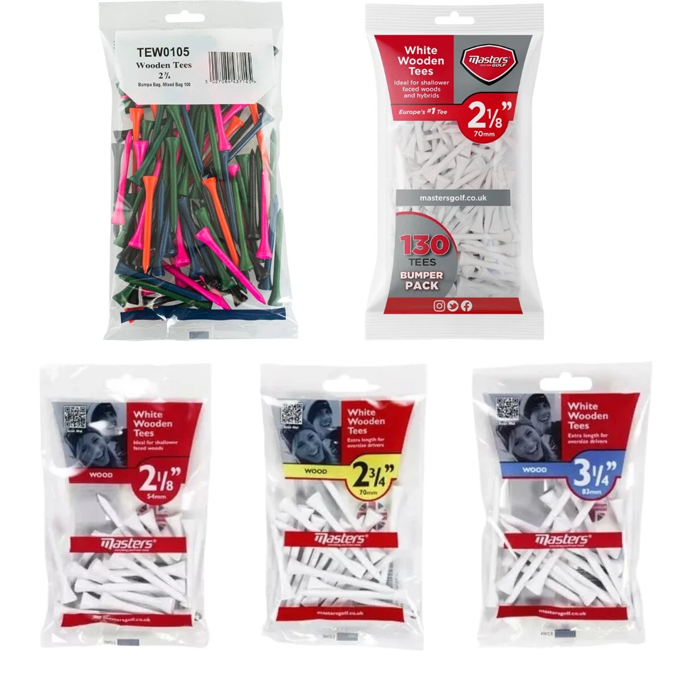 Masters Wooden Golf Tees Select Pack Quantity Size Colour Choice - Image 1 of 1