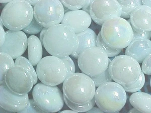 500 WHITE PEARL FLAT GLASS MARBLES, GEMS, VASE FILLERS, MOSAIC TILES $25.99 - Picture 1 of 4
