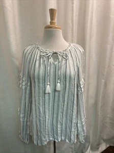 NWT Dip Long Sleeve Tie Front Blue White Striped Tunic Womens Size Small - Picture 1 of 7