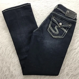 Silver Jeans Suki Pattentaschen Bootcut Jeans Damen W26 L31 Stretch Dark Wash - Bild 1 von 9