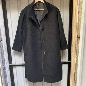 St Michaels mens Black Pure New Wool Vintage Over coat chest 44” - 48” - Picture 1 of 10
