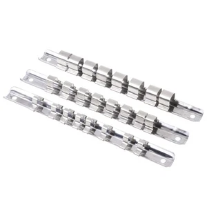 Socket Rack Holder 1/4" 3/8" 1/2" with 8 Clips On Rail Tool Organizer Storage - Picture 1 of 11