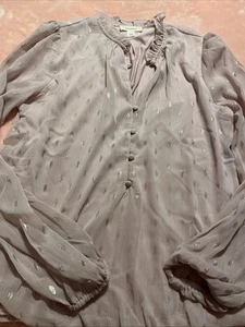 Tamara H Blouse Lavender with Dots and Foil Threading Size XSmall - Picture 1 of 7