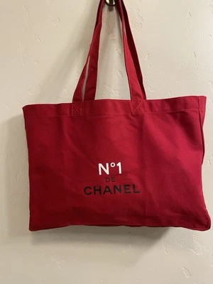 CHANEL Parfum Beauty Red Canvas Tote Bag Cosmetic Gift GWP VIP - Image 1 of 4