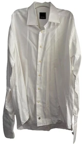 David Donahue Shirt Mens 17 - 36/37 White Button Up Long Sleeve 100% Cotton - Picture 1 of 4