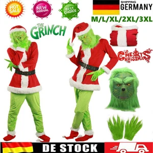 Das Grinch Kostüm Weihnachten Cosplay Adult Santa Kostüm Outfit Set + Maske DHL - Bild 1 von 19