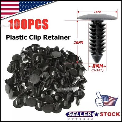 100pcs 8mm Bumper Clips Auto Car Hole Plastic Rivets Fastener Fender Push Pin Foto 1 de 4