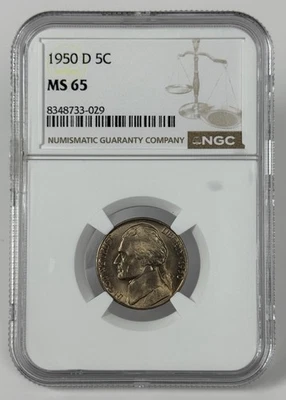 1950-D Jefferson Nickel NGC MS65 RPM DDR Uncirculated Toned - Image 1 of 4