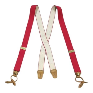 Vintage Rot L.L. Bohnen Hosenträger 60er Jahre Lederverschlüsse Herren lang verstellbar - Bild 1 von 7